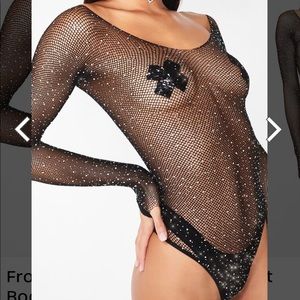 Rhinestone Fishnet Bodysuit